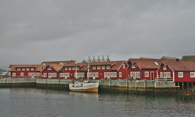 Fototapeta na wymiar Traditional wooden scandinavian rural house