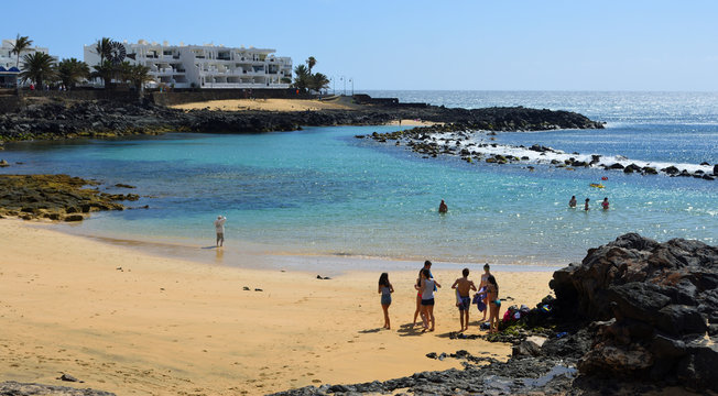  View of Playa Jablillo Beach Costa Teguise Lanzarote.