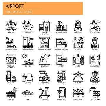 Airport Elements , Thin Line and Pixel Perfect Icons