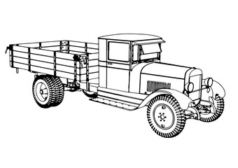 outline retro truck vector