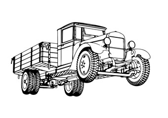 outline retro truck vector