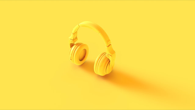 Yellow Modern Headphones 3D illustration