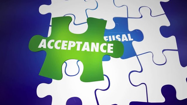 Acceptance Vs Refusal Approved Approval Puzzle Words 3d Animation