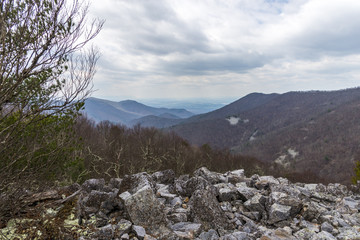 Rocky top hill view of Shenandoah national park in Skyline drive, virginia 