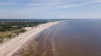 Fototapeta na wymiar Parnu Estonia Baltic Sea Seaside Aerial drone top view