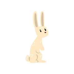 Cute white little bunny, funny rabbit cartoon character vector Illustration on a white background