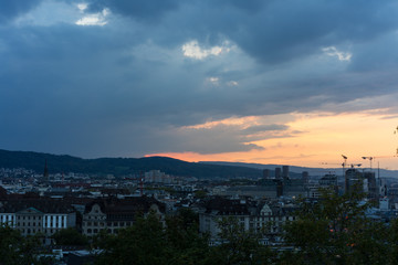 Zurich, Switzerland City Panorama at evening sunset