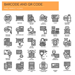 Barcode and QR Code , Thin Line and Pixel Perfect Icons