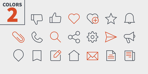 Social UI Pixel Perfect Well-crafted Vector Thin Line Icons 48x48 Ready for 24x24 Grid for Web Graphics and Apps with Editable Stroke. Simple Minimal Pictogram Part 2-3