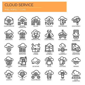 Cloud Service , Thin Line and Pixel Perfect Icons