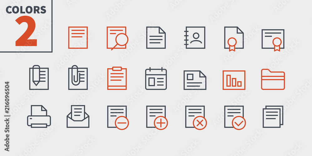 Fototapete documents pixel perfect well-crafted vector thin line icons 48x48 ready for 24x24 grid for web graph