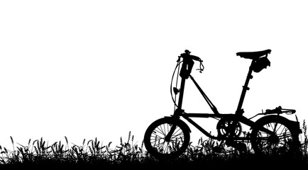 silhouette Sport man whit bike on white background
