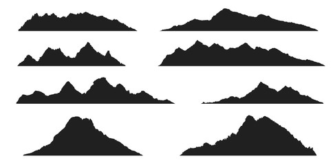 Set of mountains silhouettes