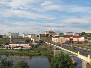 Fototapeta na wymiar City landscape with a bridge, Grodno, Belarus