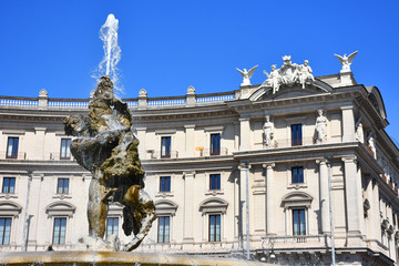 Rome,  Fountain of the Naiads in Piazza della Repubblica. View and details.