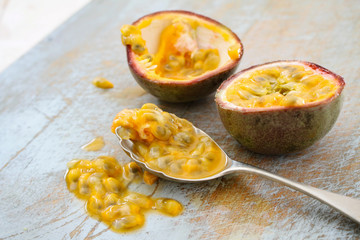 preparing passion fruit
