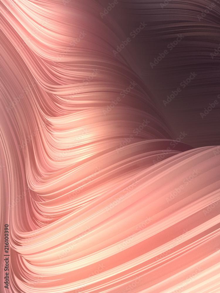 Aufkleber Red twisted shape. Computer generated abstract geometric 3D render illustration