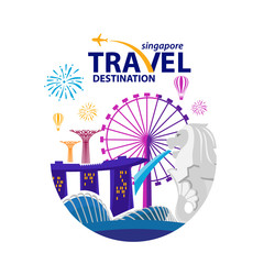Obraz premium Singapur podróży zabytki. Grafika wektorowa i ilustracje.