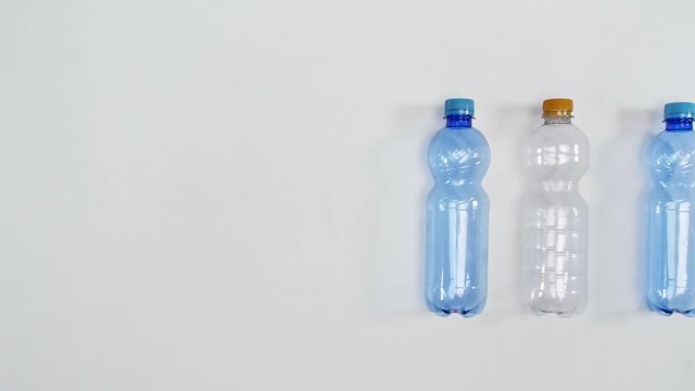 Plastic bottles in a row for recycling