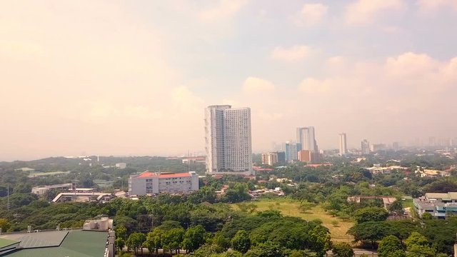 Buildings and Signboards Traffic Along Highway Katipunan Avenue Philippines