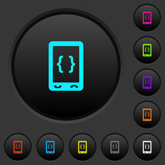 Mobile software development dark push buttons with color icons