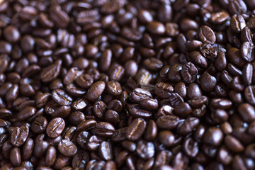 Background coffee beans, selective focus