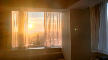 Sunrise from an hotel window