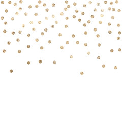 Vector background with confetti circles, small pieses of gold foil isolated on white. Modern element for wedding, celebration, party, anniversary, birthday, Valentine's Day designs.