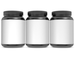 Realistic 3D bottles rendering mockup on white background