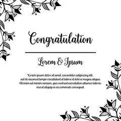 Greeting card congratulation floral template vector illustration