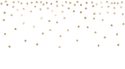 Vector background with confetti circles, small pieses of gold foil isolated on white. Modern element for wedding, celebration, party, anniversary, birthday, Valentine's Day designs.