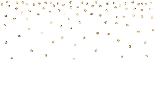 Vector background with confetti circles, small pieses of gold foil isolated on white. Modern element for wedding, celebration, party, anniversary, birthday, Valentine's Day designs.
