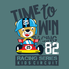 time to win Racing car cartoon vector baby t shirt design