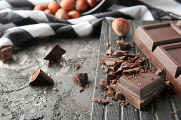 Delicious chocolate on table