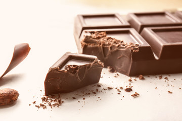 Delicious chocolate on table
