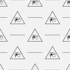 Seamless Pattern made from Mason symbols with pyramids and eyes, vector eps10