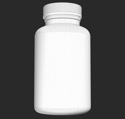 Wireframe 3D bottle mockup on white background.3D Rendering