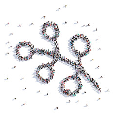 A lot of people form berry, Christmas, children's drawing . 3d rendering.