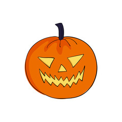 halloween pumpkin angrily smiles. Scary face