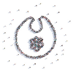 A lot of people form children's bib, children's drawing . 3d rendering.