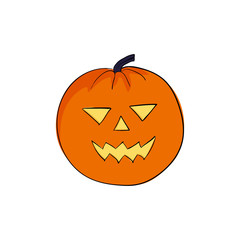 Pumpkin halloween angrily smiles. Scary face