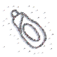 A lot of people form baby drinker, hand drawing . 3d rendering.