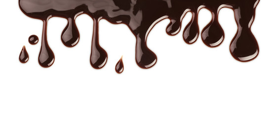 Chocolate syrup on white background