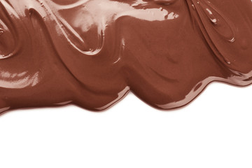 Tasty melted chocolate on white background