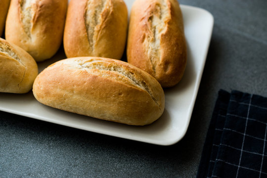 Freshly Baked Baguette Bread in Plate