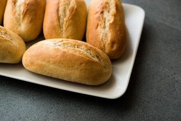 Freshly Baked Baguette Bread in Plate