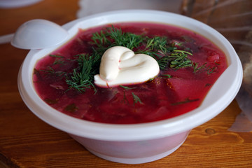 Plate with soup
