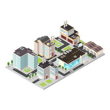 Isometric Vector Industrial City
Small urban industrial cityscape.
