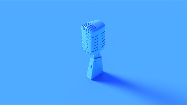 Blue Vintage Microphone 3d illustration