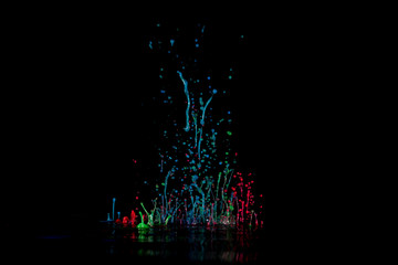 Splash of color ink on black background